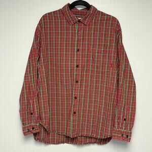 Urban Outfitters Pink Green Plaid‎ Colorful Mens Button Up Dress Shirt Mens Sz M